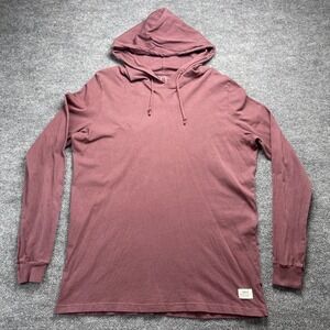 Katin Mens Long Sleeve Hooded T-Shirt Large Burgundy Cotton Surf Hoodie USA Made